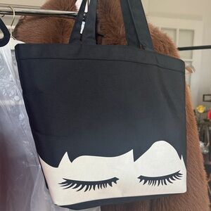 Lulu Guinness Black and Cream Eyelash Tote